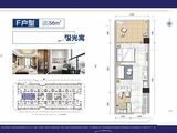 碧桂园城市之光_1室1厅1卫 建面56平米