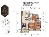 美的卓越公园天誉_3室2厅2卫 建面96平米